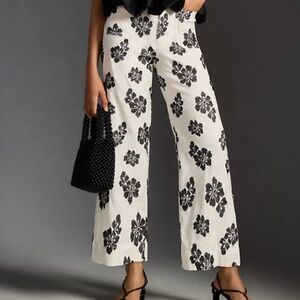The Colette Cropped Wide-Leg Embroidered Pants by Maeve - ANTHROPOLOGIE